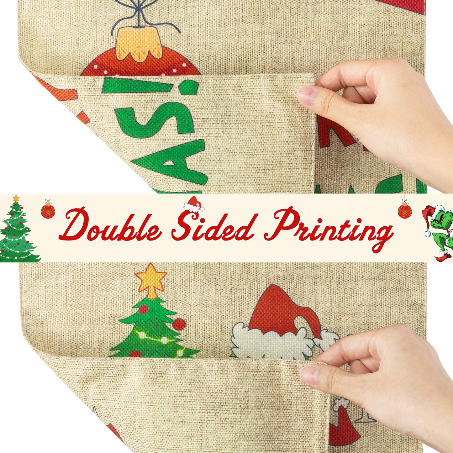 DJianrang 2Pcs Merry Christmas Garden Flag Double Sided Print Burlap Vertical Yard Flags with Green Monster Xmas Tree House Flag Holiday Decoration for Winter Home Indoor Outdoor Lawn Patios 12X18 in