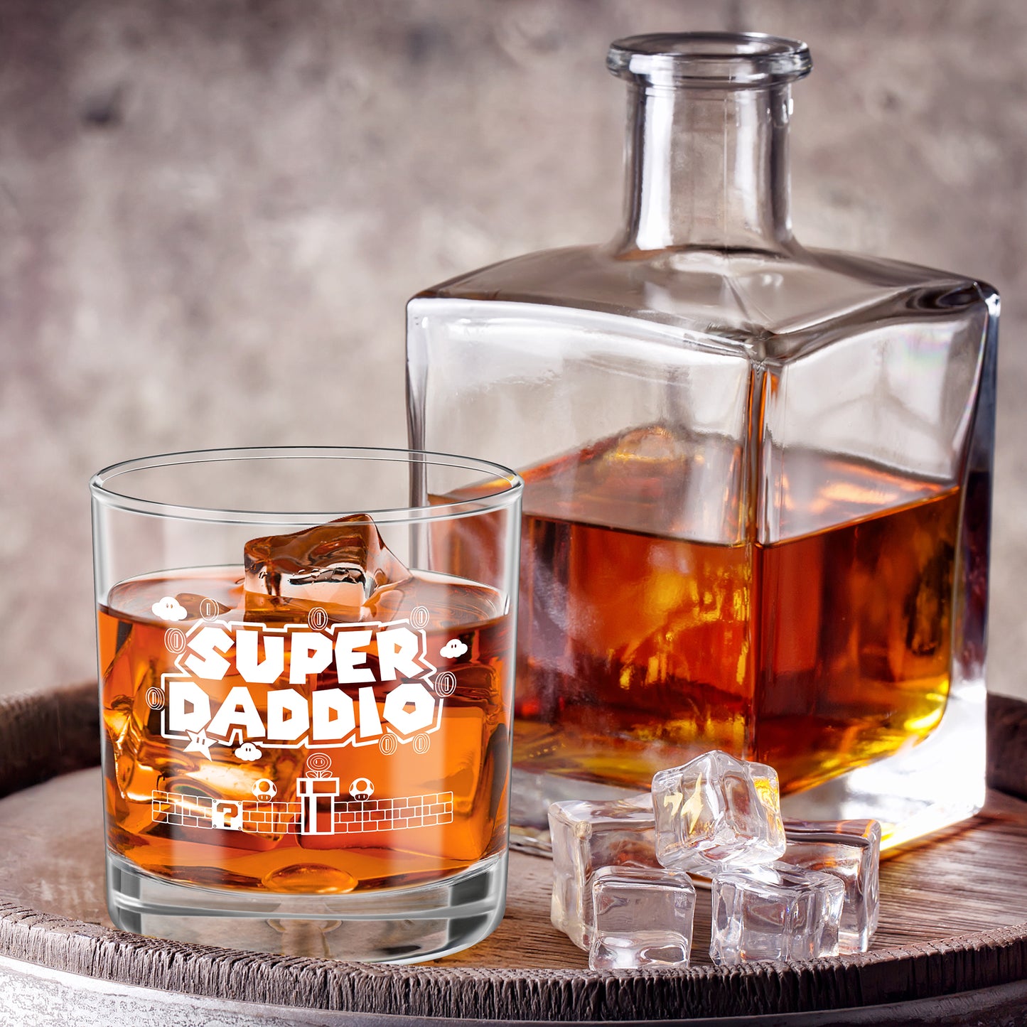 DJianrang Super Daddio Whiskey Glass Father's Day Gifts for Dad 10oz Glassware Drinkware Funny Wine Glasses Anniversary Birthday Present for Husband New Daddy