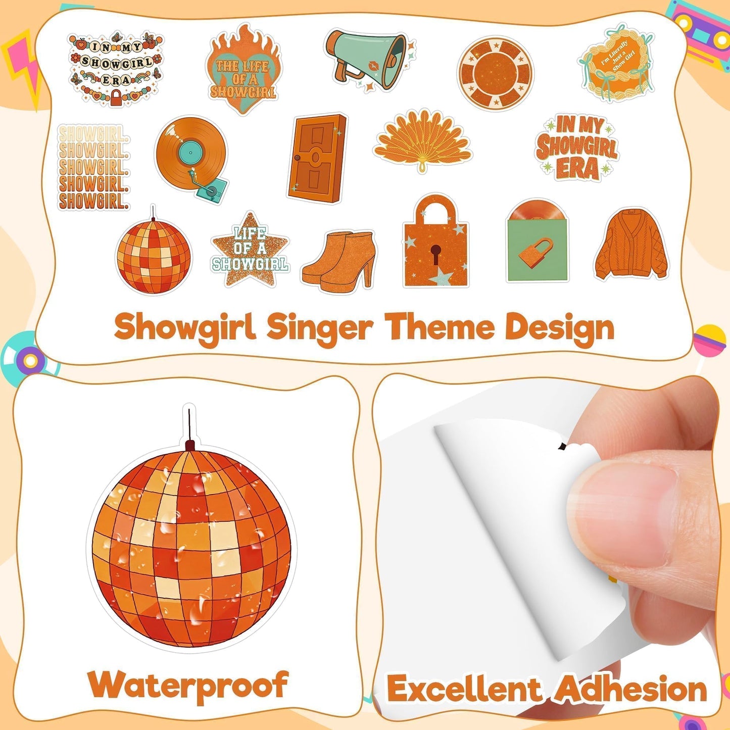 DJianrang 1000Pcs Showgirl Singer Labels Roll Stickers Food Dessert Reading Story Party Supplies Music Album Theme Waterproof Stickers for Female Pop Singer Teen Girl Mugs Computers Phone Room Decor