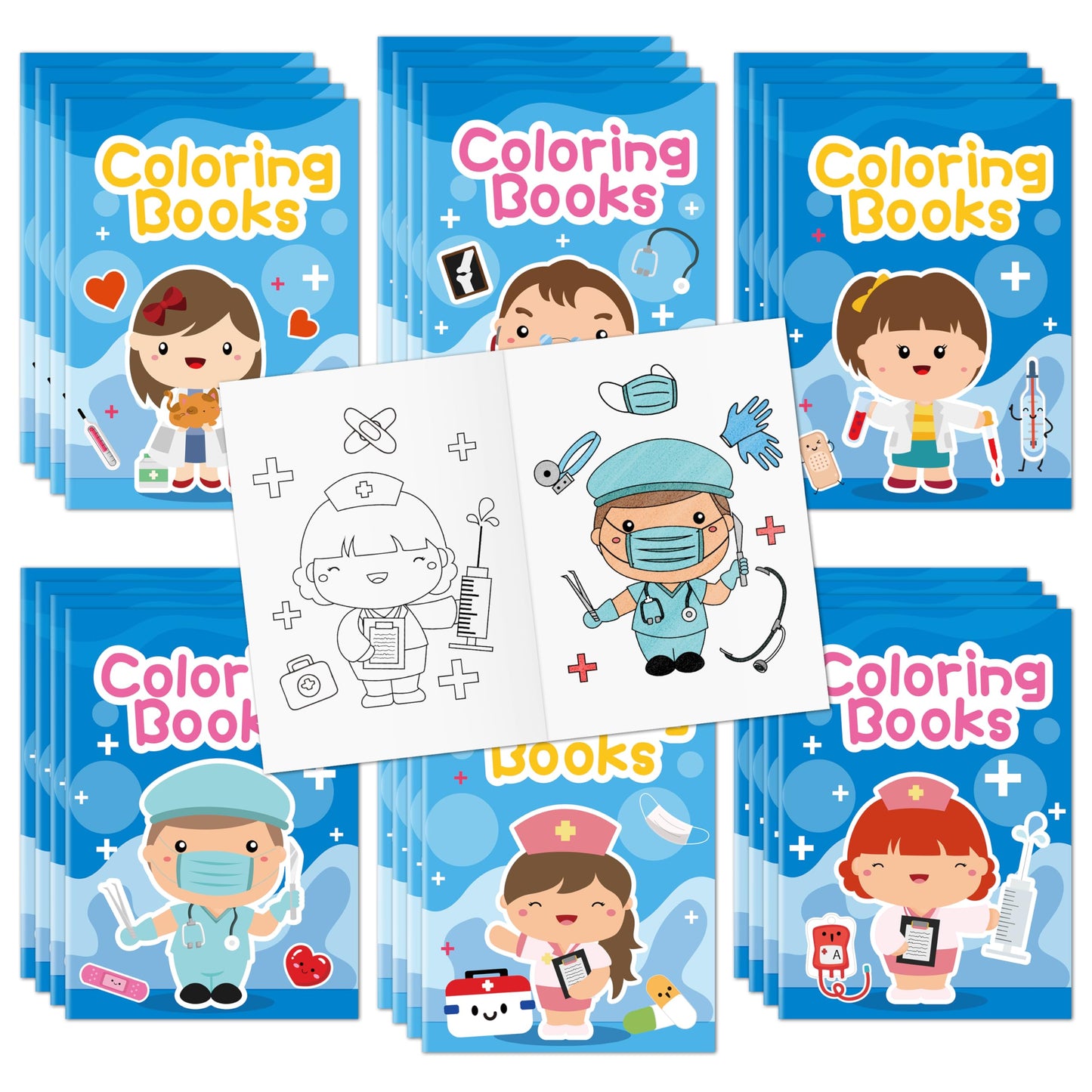 2ooya Mini Medical Colouring Books for Kids - 24Pcs Bulk Doctor Nurse Theme Colouring Booklet Medical DIY Art Drawing Book for Toddlers Party Favours Gifts Classroom Reward Home Art Activity Supplies