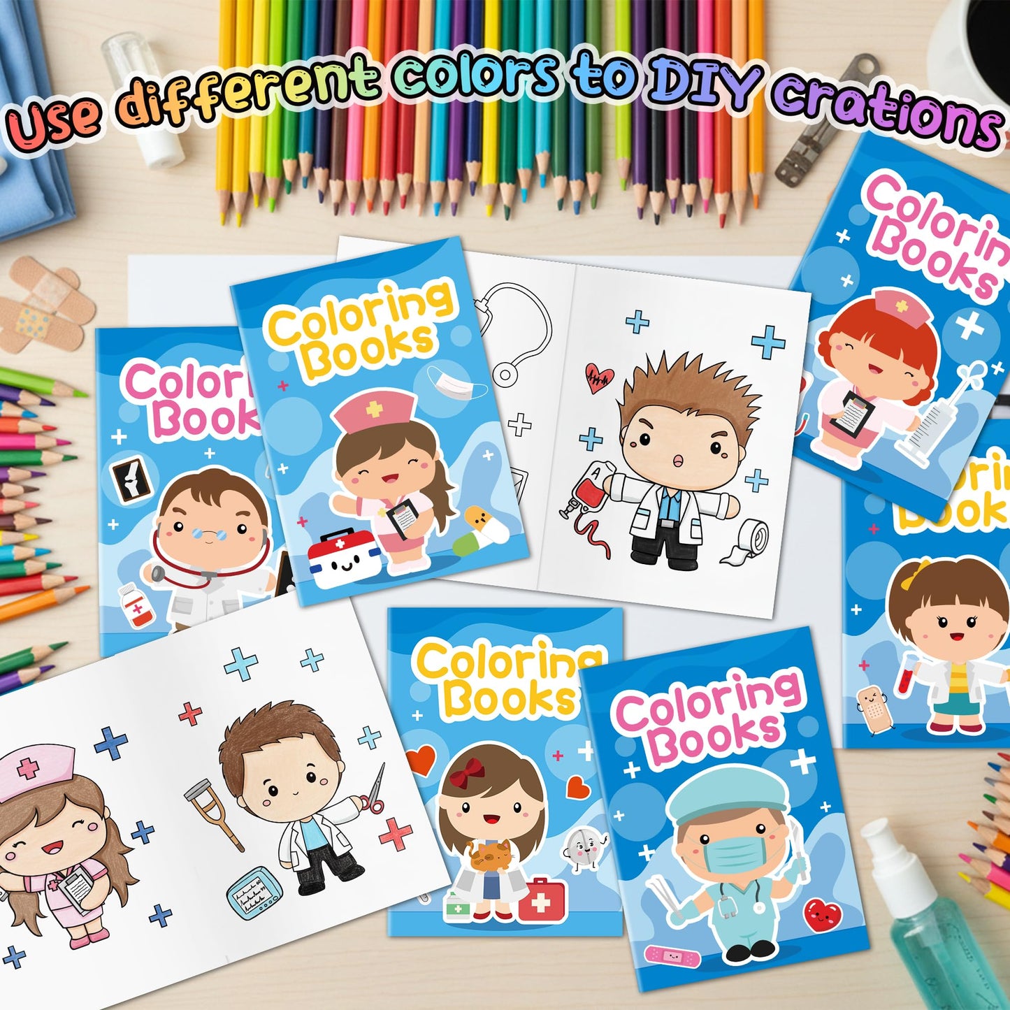 2ooya Mini Medical Colouring Books for Kids - 24Pcs Bulk Doctor Nurse Theme Colouring Booklet Medical DIY Art Drawing Book for Toddlers Party Favours Gifts Classroom Reward Home Art Activity Supplies
