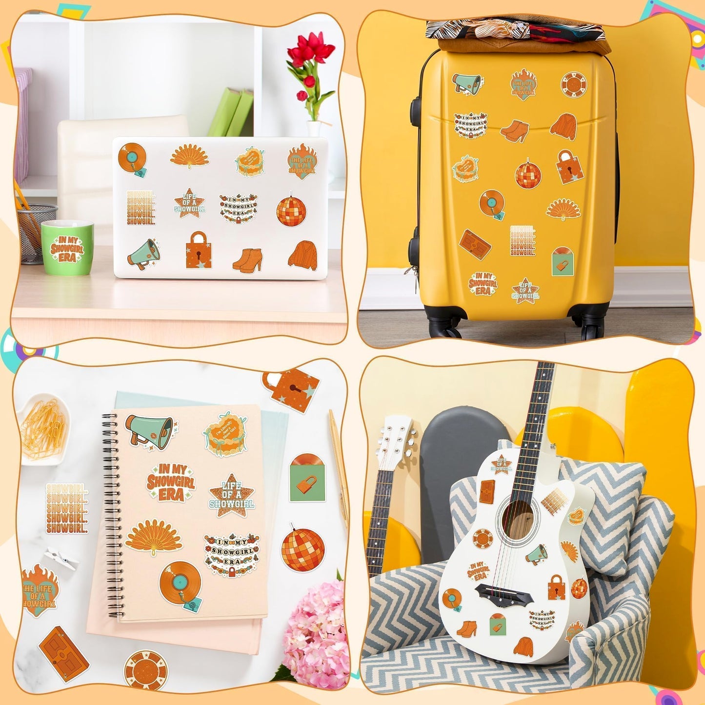 DJianrang 1000Pcs Showgirl Singer Labels Roll Stickers Food Dessert Reading Story Party Supplies Music Album Theme Waterproof Stickers for Female Pop Singer Teen Girl Mugs Computers Phone Room Decor