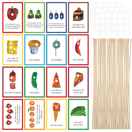 99Pcs Hungry Caterpillar Food Tags Theme Cupcake Food Tags Sets Food Labels Birthday School Party Decor Kids Snack Labels Baby Shower Supplies Toddler Kitchen Organizers Classroom Food Markers