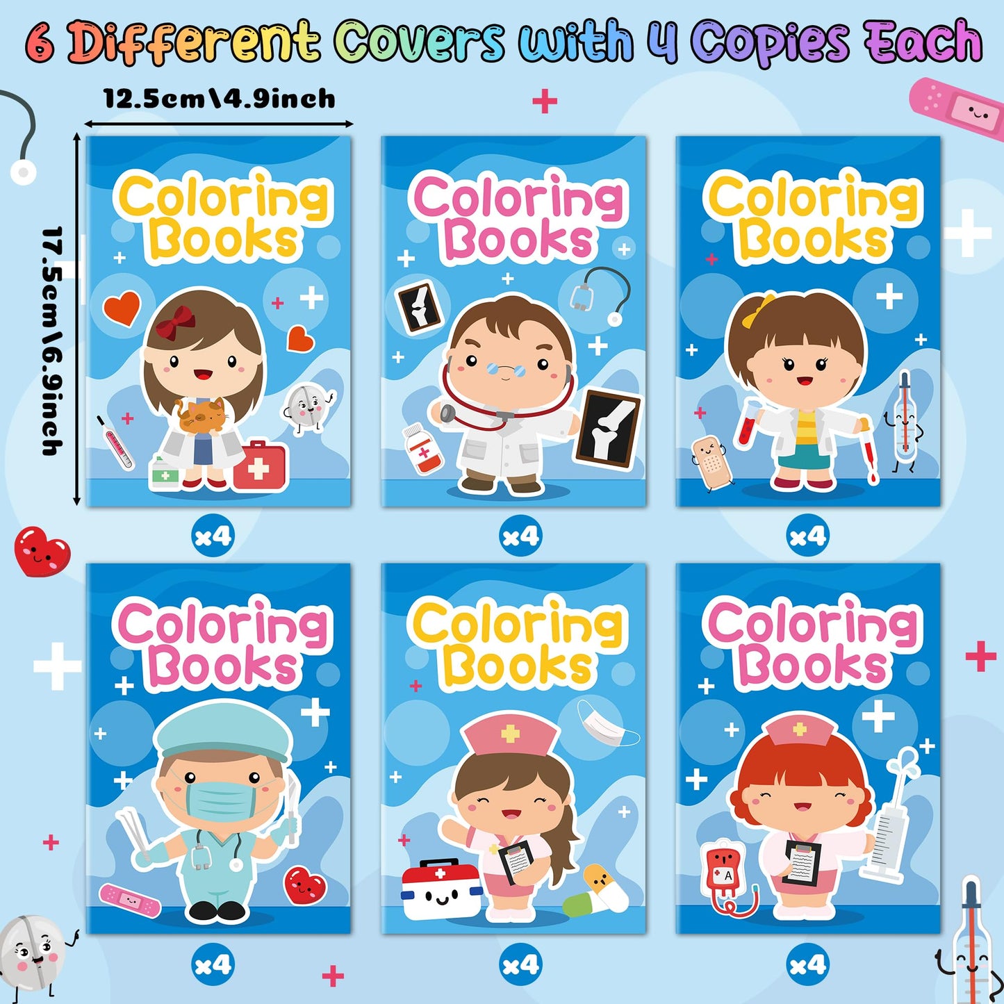 2ooya Mini Medical Colouring Books for Kids - 24Pcs Bulk Doctor Nurse Theme Colouring Booklet Medical DIY Art Drawing Book for Toddlers Party Favours Gifts Classroom Reward Home Art Activity Supplies