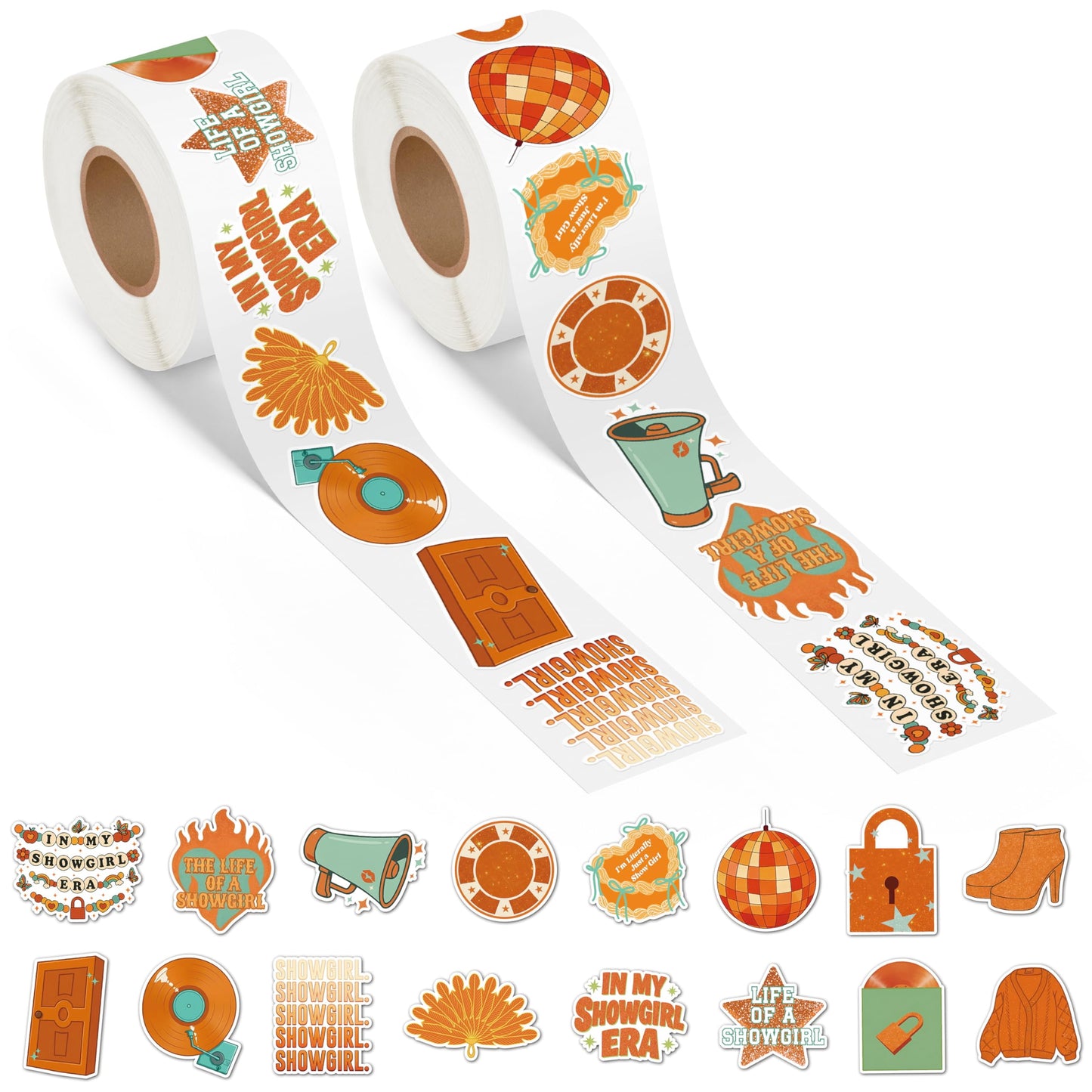 DJianrang 1000Pcs Showgirl Singer Labels Roll Stickers Food Dessert Reading Story Party Supplies Music Album Theme Waterproof Stickers for Female Pop Singer Teen Girl Mugs Computers Phone Room Decor