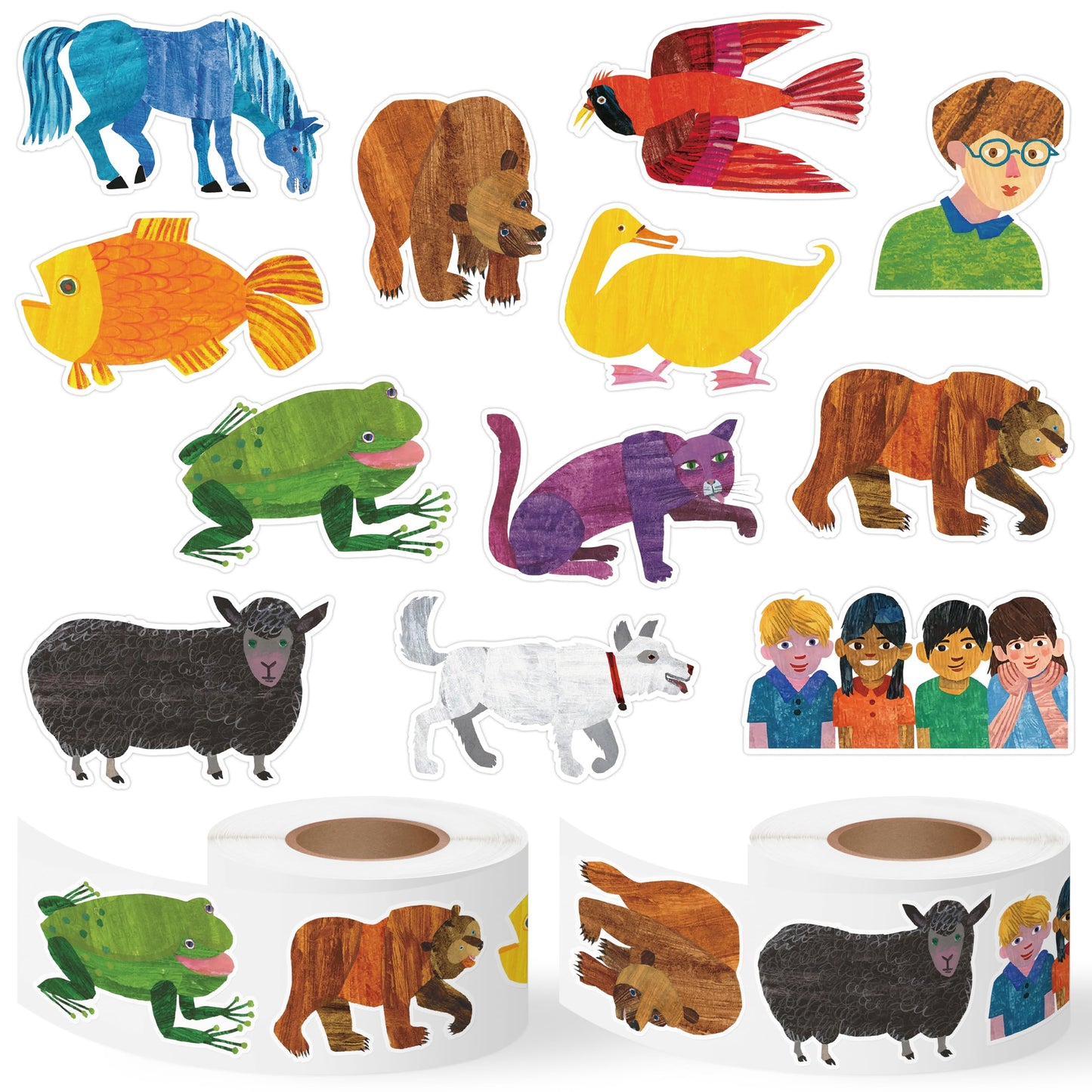 1000Pcs Brown Bear Roll Labels Stickers for Journal, Birthday School Party
