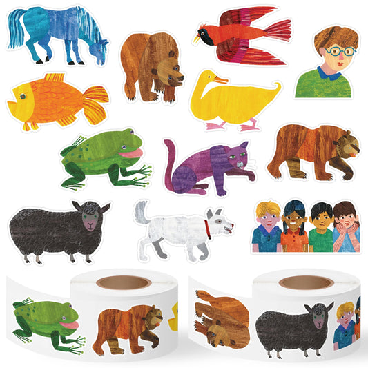 1000Pcs Brown Bear Roll Labels Stickers for Journal, Birthday School Party